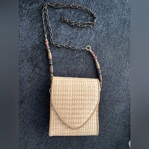 Vintage basket weaved camera bag style crossbody bag